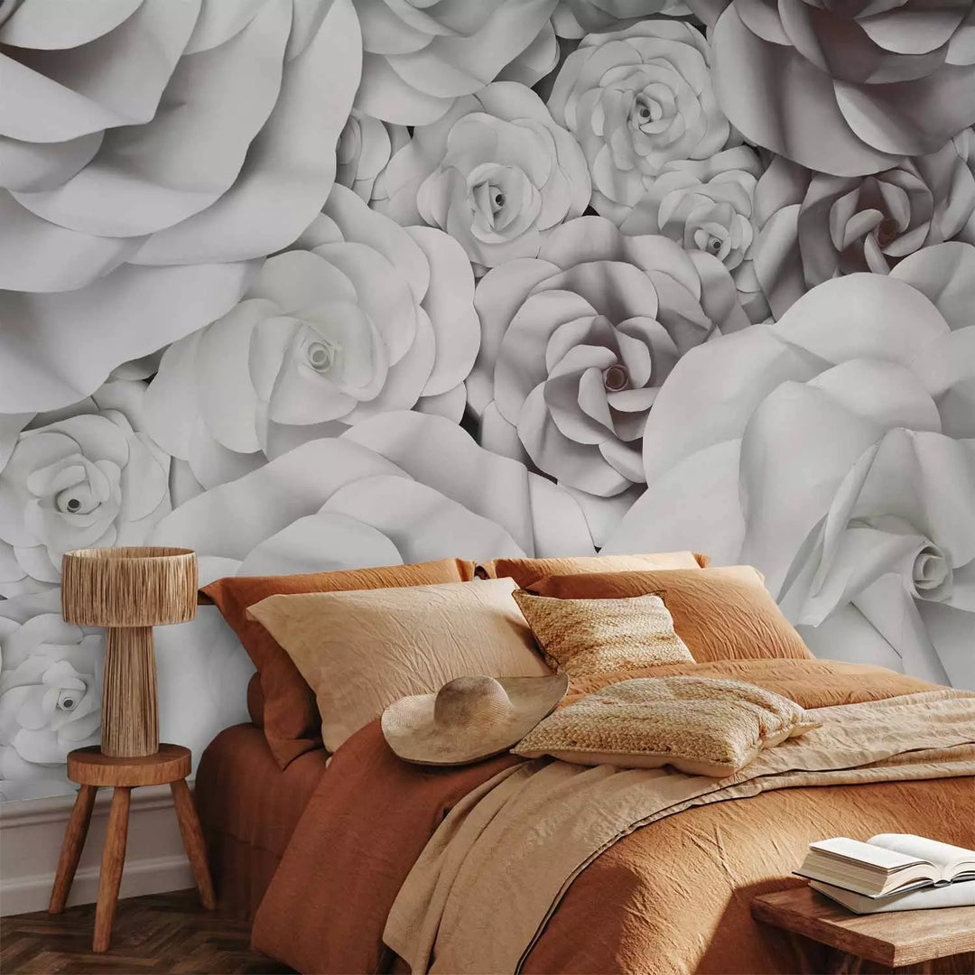 Фотообои - монохромный Рисунок с лепестками цветов, 137476