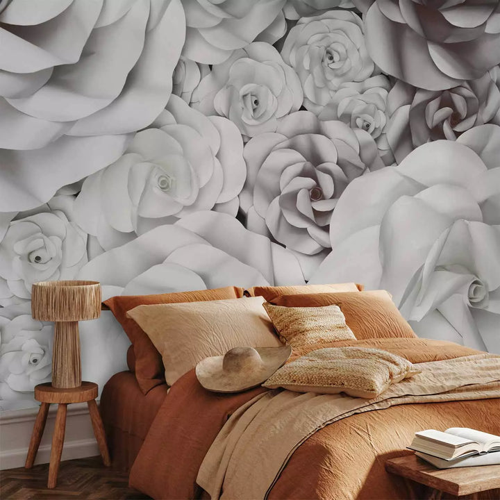 Фотообои - монохромный Рисунок с лепестками цветов, 137476