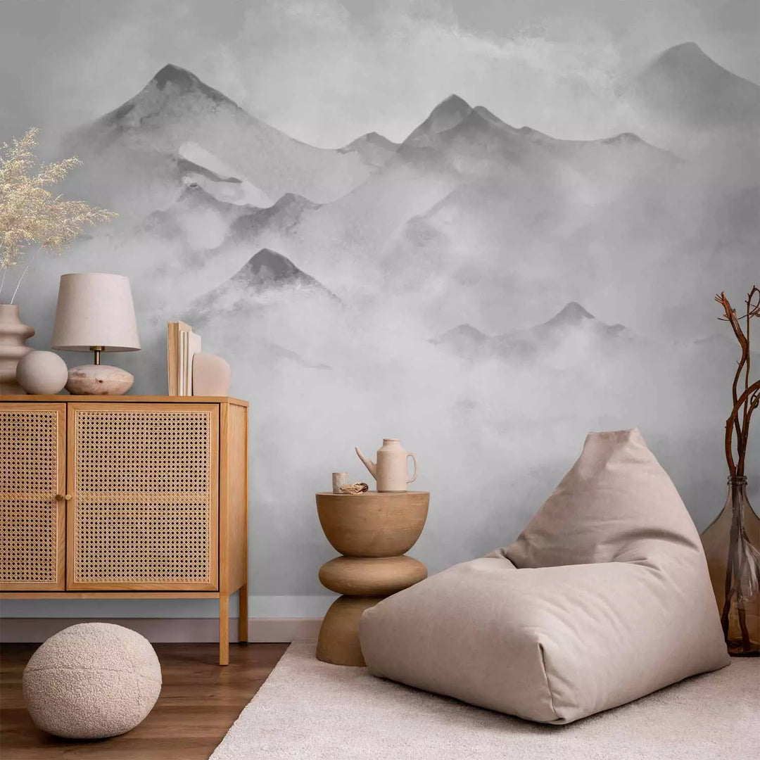 Valokuvatapetti - Talvi vuoristossa (harmaan sävyjä), 138833