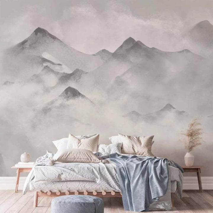 Valokuvatapetti - Talvi vuoristossa (harmaan sävyjä), 138833