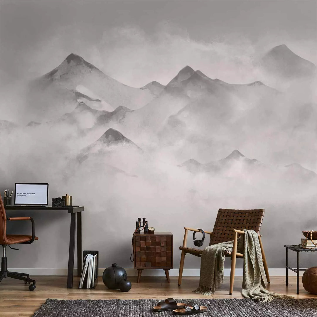 Valokuvatapetti - Talvi vuoristossa (harmaan sävyjä), 138833