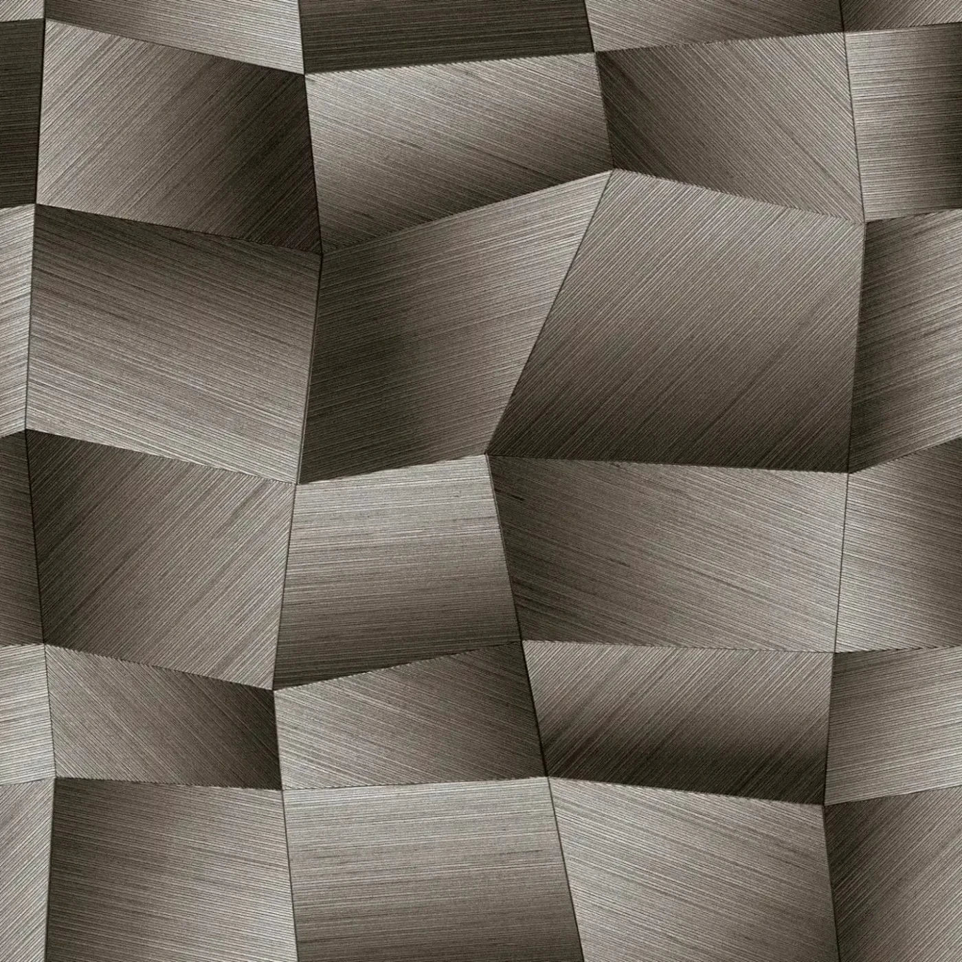 Yksityiskohta: harmaa ja musta tapetti, jossa on 3D-geometrinen kuvio. SKU: 3012647, AS Creation.