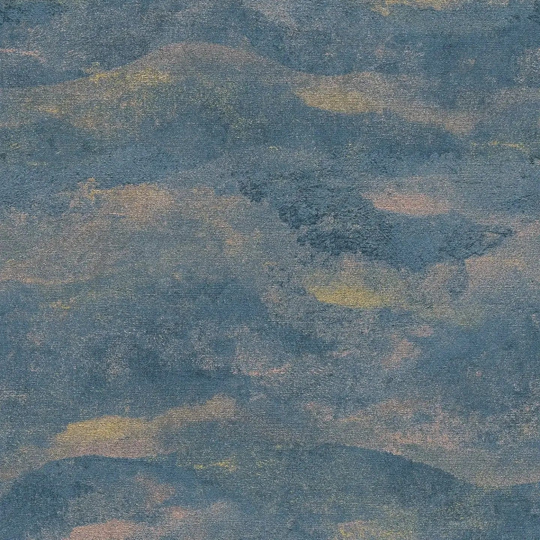Tapetes ar abstraktu viļņu rakstu, spīdīgas, tumši zilā, zeltā, 786561 AS Creation