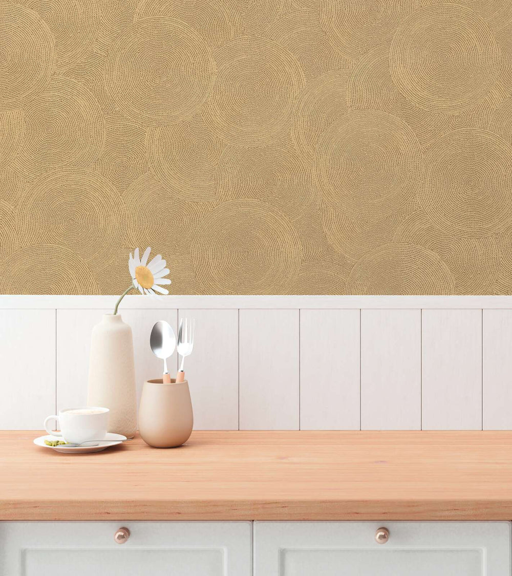 Tapetes ar abstraktu apļu rakstu un metāliskiem akcentiem - brūnas AS Creation