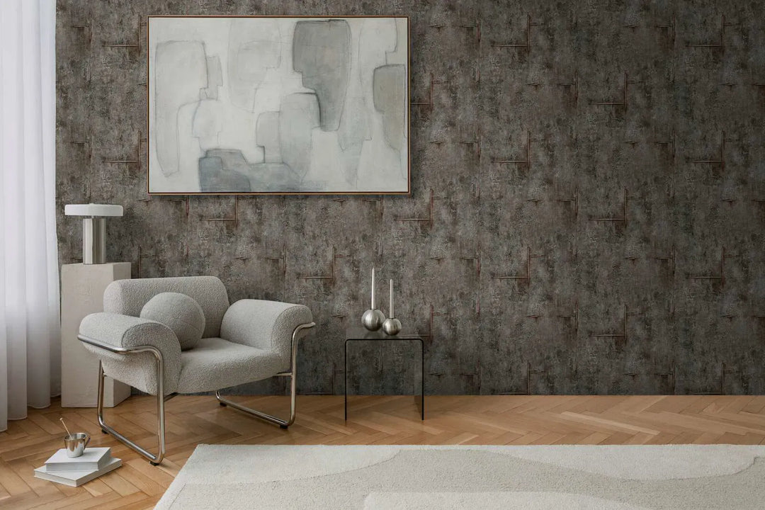 Neaustas tapetes ar autentisku betona rakstu melnā krāsā | 3010507 AS Creation