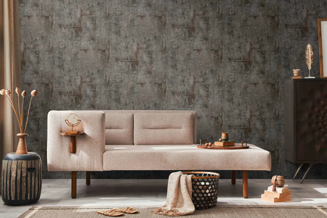 Neaustas tapetes ar autentisku betona rakstu melnā krāsā | 3010507 AS Creation