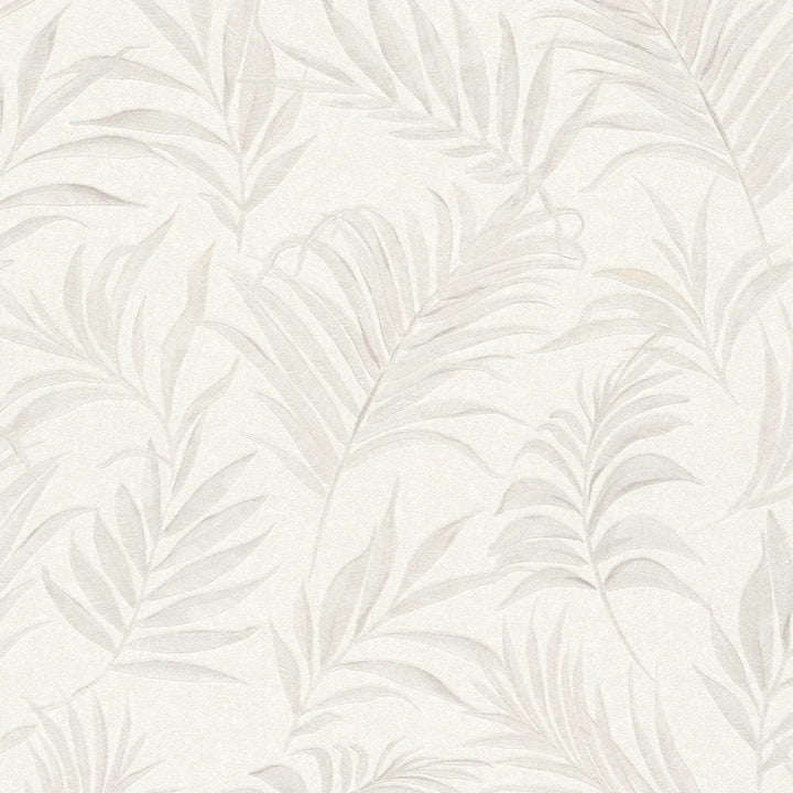 Neaustas tapetes ar delikātu tropu motīvu | baltā krāsā | 3011051 AS Creation