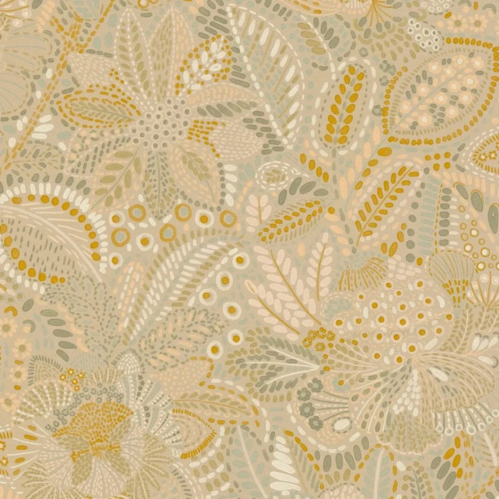 Tapetes ar harmonisku augu motīvu un lapām | bēša, krēmkrāsa AS Creation