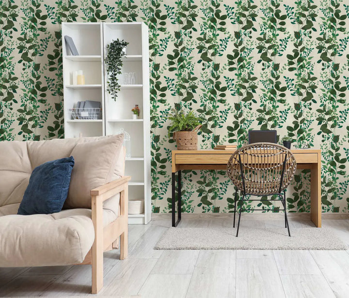 Neaustas tapetes ar lapainiem zariem | zaļā - 3012474 AS Creation