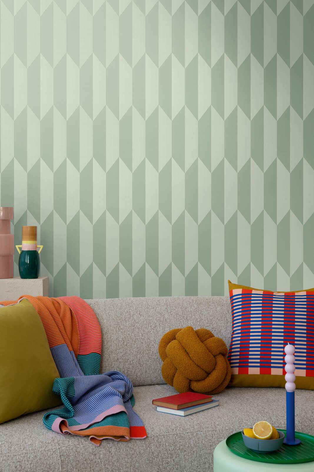 Neaustas tapetes ar mirdzošu dimantu rakstu un stilīgu dziļuma efektu | zaļā | 3010520 AS Creation