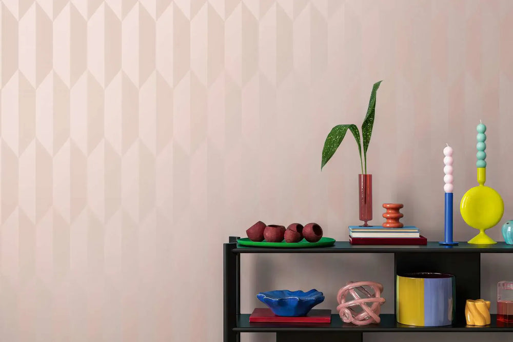 Neaustas tapetes ar modernu, spīdīgu dimantu rakstu | rozā | 3010516 AS Creation