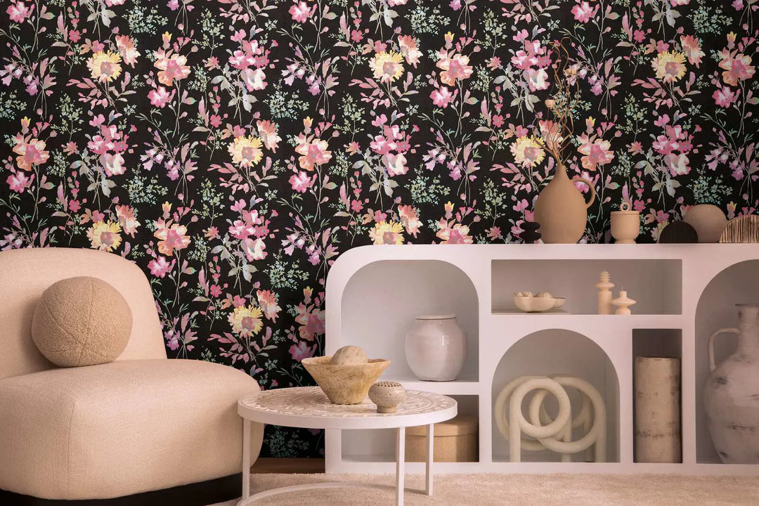 Neaustas tapetes ar rotaļīgu ziedu rakstu un spīdīgiem efektiem | 3010124 AS Creation