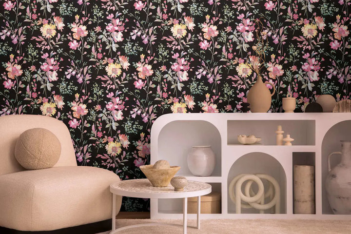 Neaustas tapetes ar rotaļīgu ziedu rakstu un spīdīgiem efektiem | 3010124 AS Creation