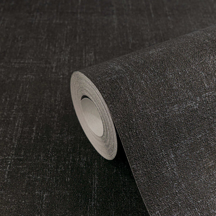 Neaustas tapetes ar smalku lina izskatu | melnā krāsā | 3011101 AS Creation