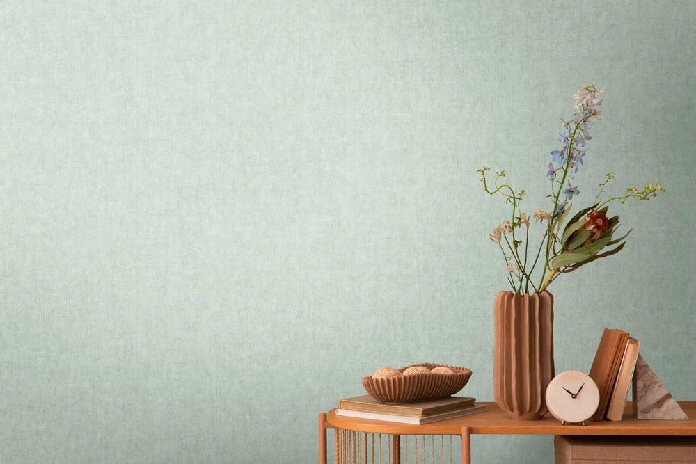 Neaustas tapetes ar smalku lina tekstūru | zaļā | 3011063 AS Creation