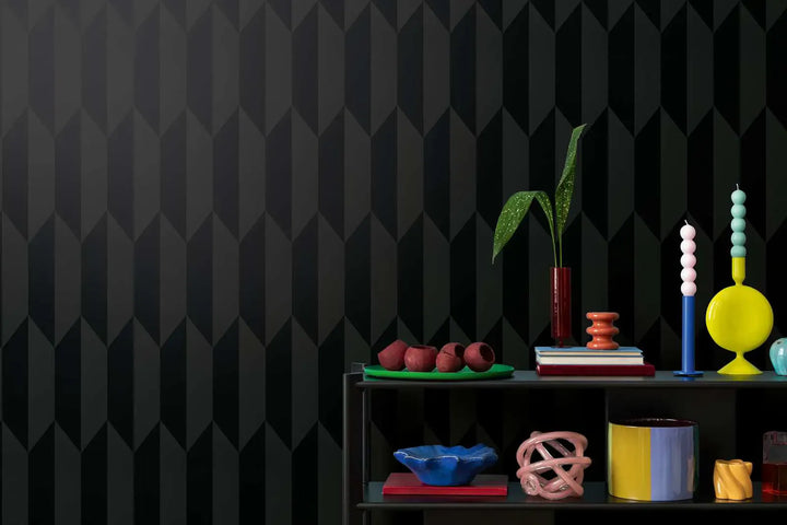 Neaustas tapetes ar spīdīgu mirdzumu un klasisku grafisko izskatu | melnā | 3010524 AS Creation