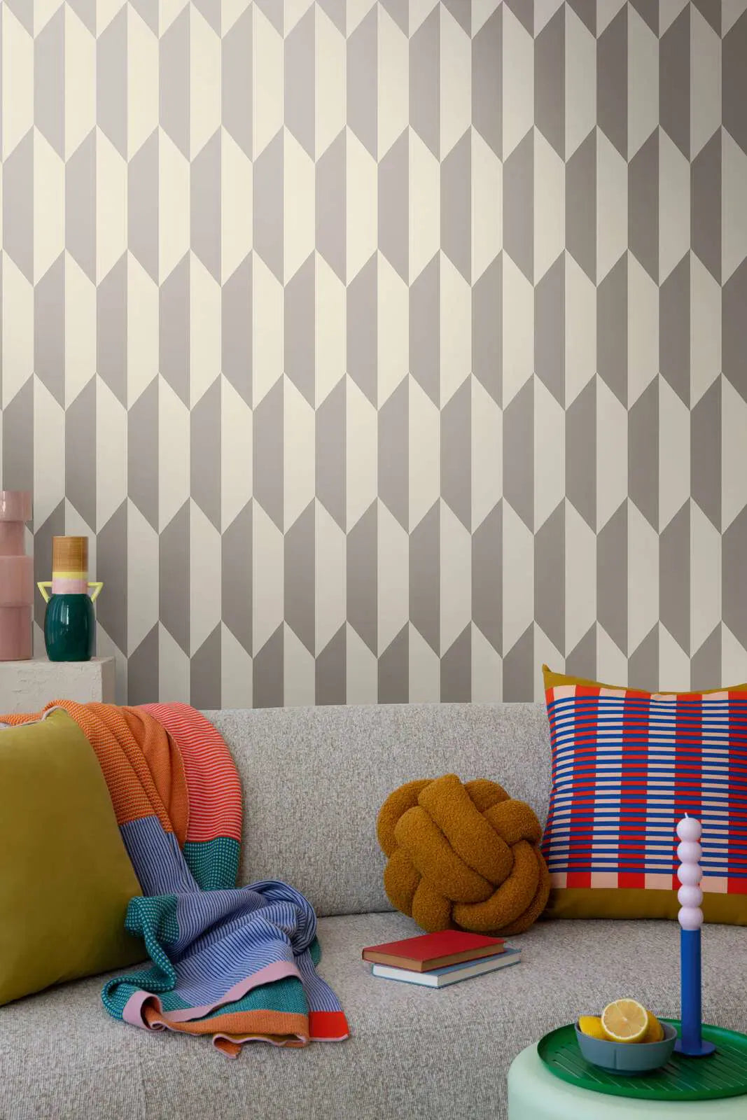 Neaustas tapetes ar spīdumu un grafisku rakstu | bēša, krēma | 3010517 AS Creation