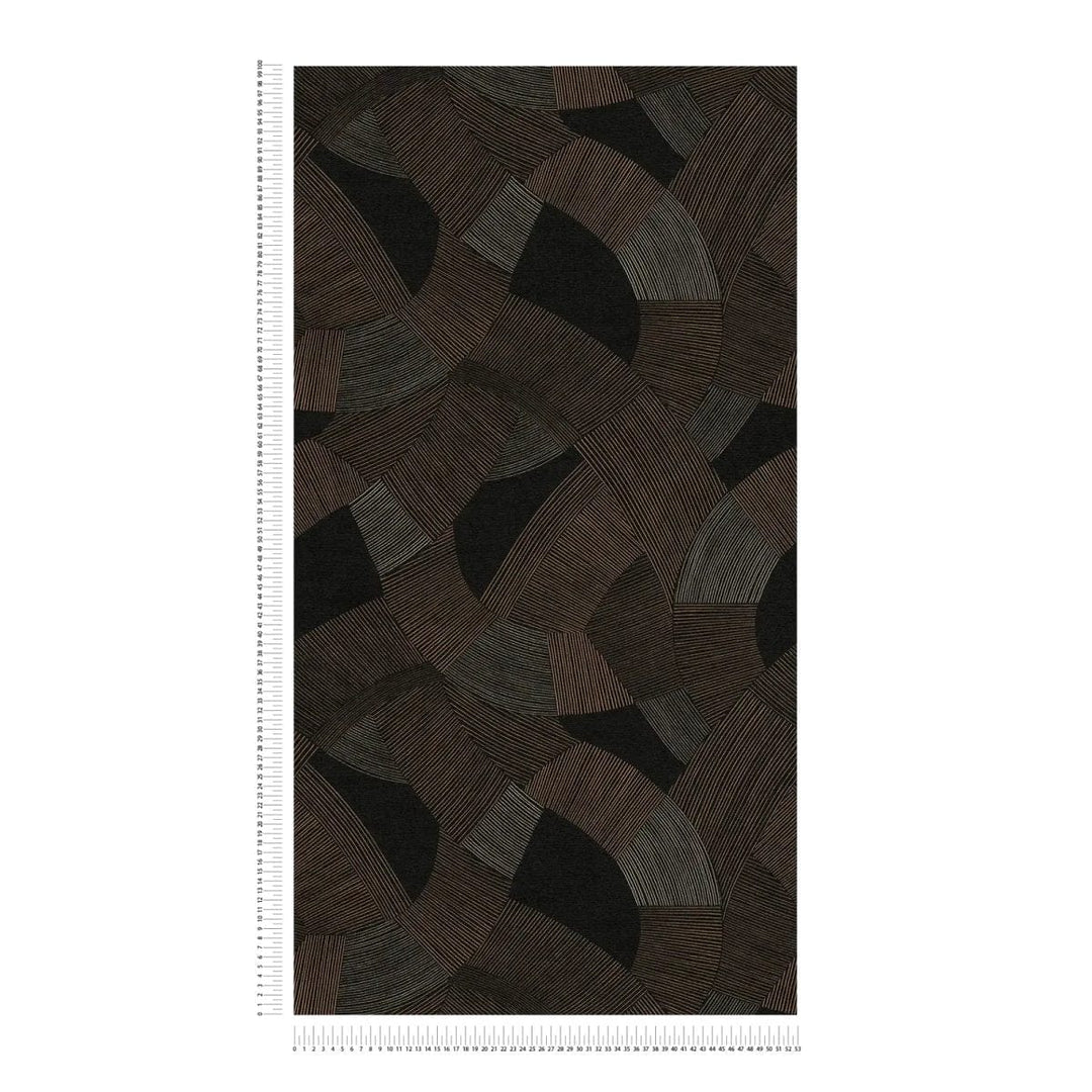 Tapetes ar stilizētu ģeometrisku rakstu | melnā, brūna - 3012065 AS Creation