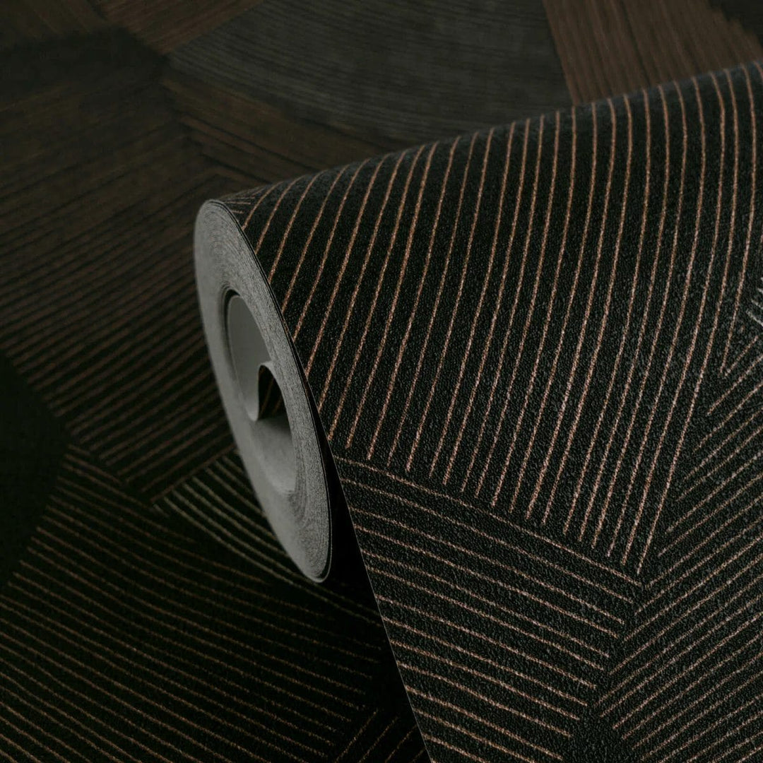 Tapetes ar stilizētu ģeometrisku rakstu | melnā, brūna - 3012065 AS Creation