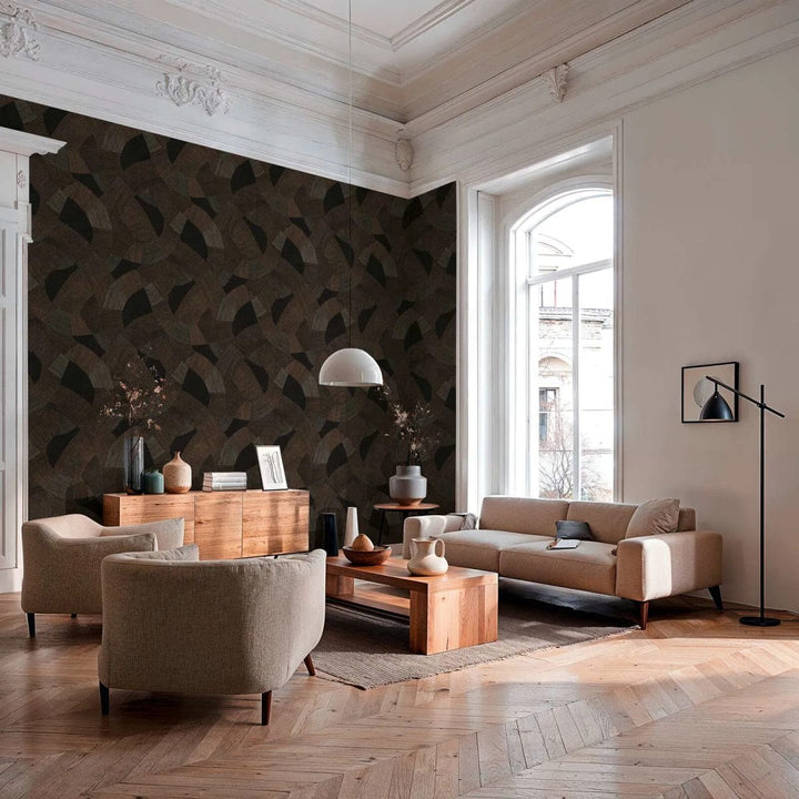 Tapetes ar stilizētu ģeometrisku rakstu | melnā, brūna - 3012065 AS Creation