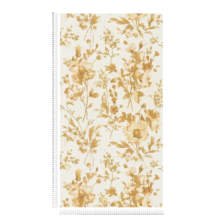 Neaustas tapetes ar ziedu rakstu | bēša, zelta, krēmkrāsā | 3010126 AS Creation