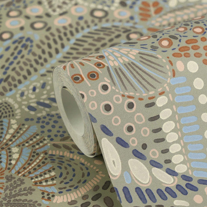 Tapetes ar ziedu un lapam un smalku faktūru | zila, pelēka, roza AS Creation