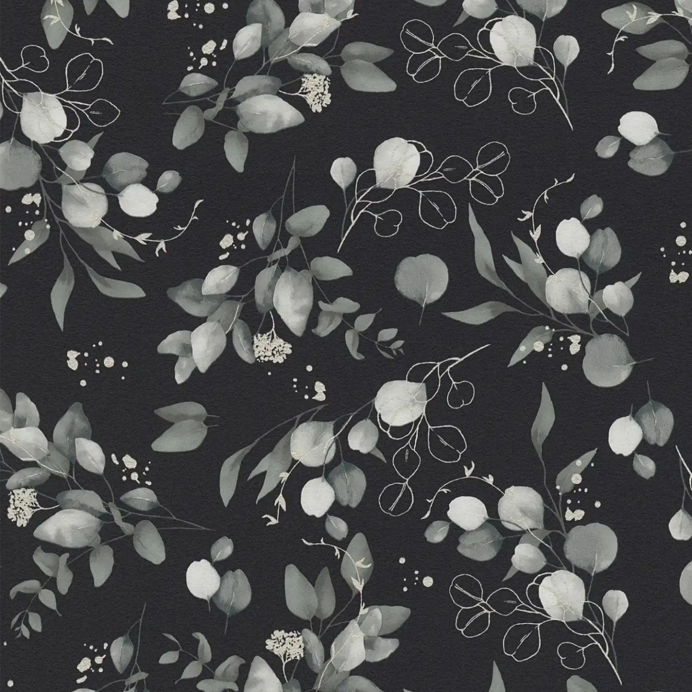 Neaustas tapetes melnā un pelēkā ar ziedu un vītolu rakstu – Spēcīgs un moderns sienas akcents | 1410565 AS Creation