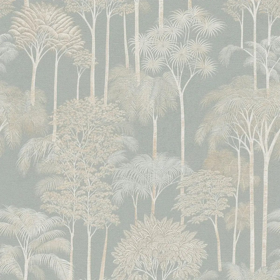 Neaustas tapetes tropiskā stilā ar palmu kokiem zaļā krāsā - 3012106 AS Creation