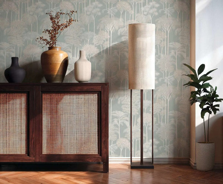 Neaustas tapetes tropiskā stilā ar palmu kokiem zaļā krāsā - 3012106 AS Creation