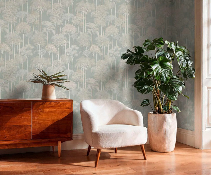 Neaustas tapetes tropiskā stilā ar palmu kokiem zaļā krāsā - 3012106 AS Creation