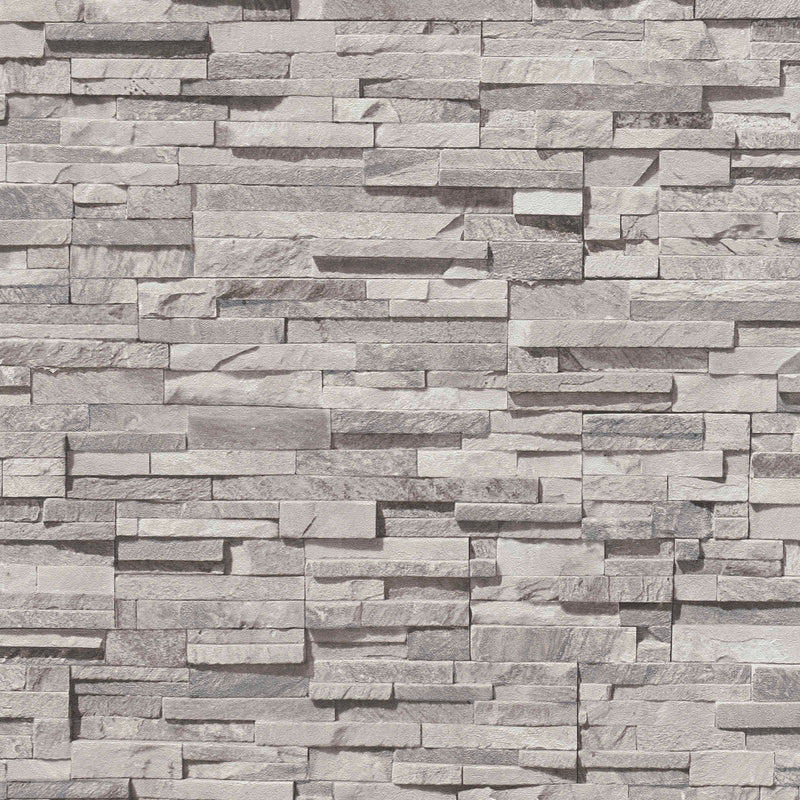 Slightly glossy wallpaper with the look of a stone wall - grey, 1366102 AS Creation