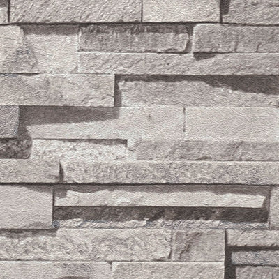 Slightly glossy wallpaper with the look of a stone wall - grey, 1366102 AS Creation