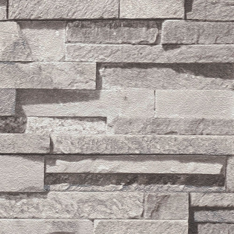 Slightly glossy wallpaper with the look of a stone wall - grey, 1366102 AS Creation
