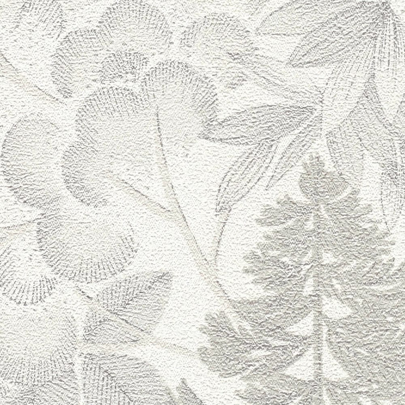 Slightly glossy floral wallpaper in grey and silver, 1374162 AS Creation