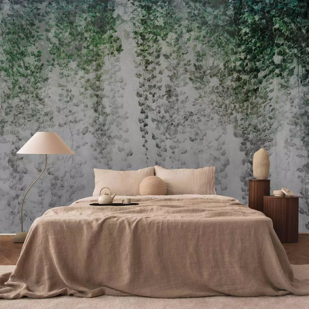 Фотообои - Композиция с темным плющом на стене, 143060