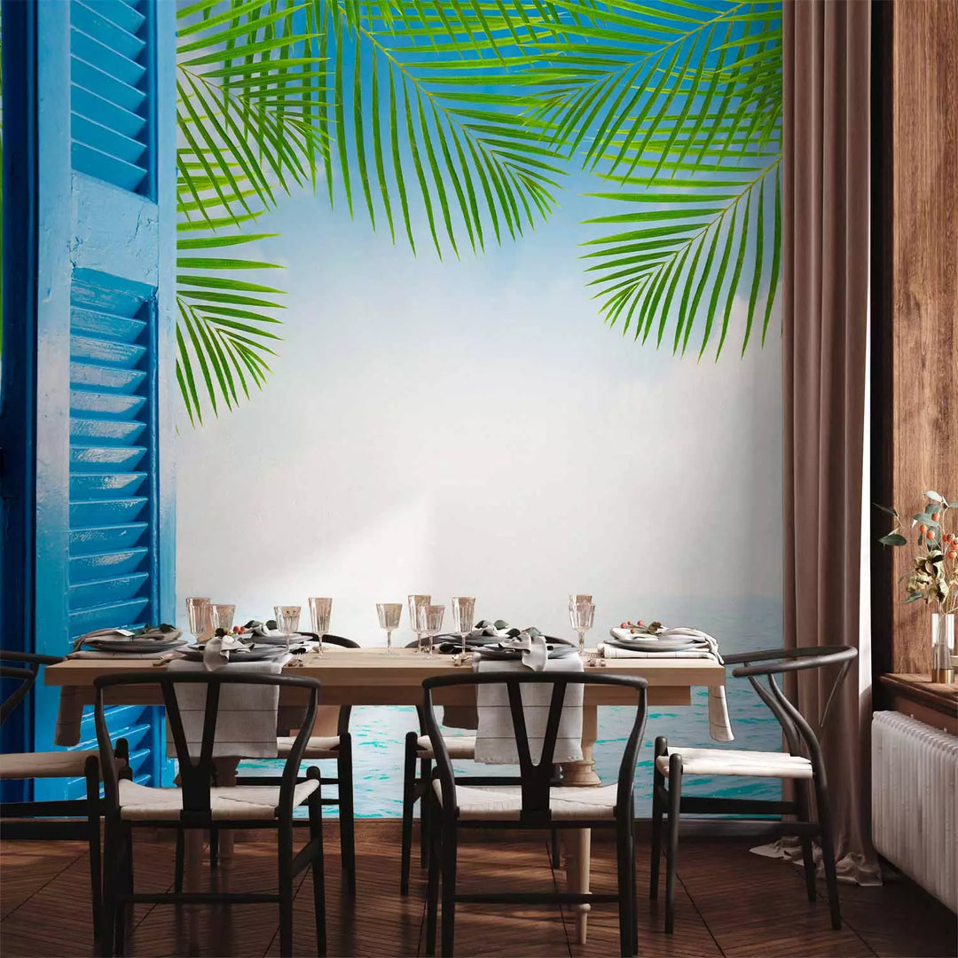 Wall Murals - Ocean view - open windows overlooking palms, 150885
