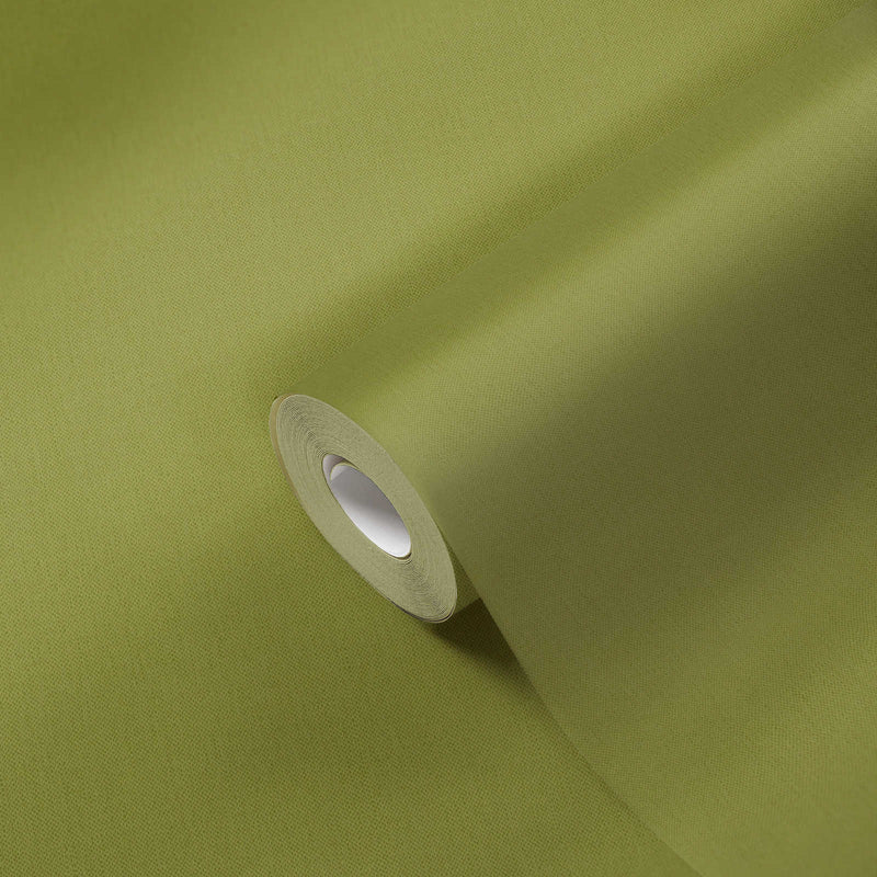 Olive green wallpaper with linen texture, 1341225 AS Creation