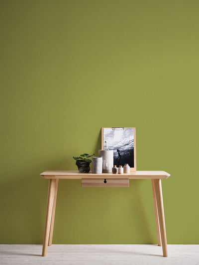 Olive green wallpaper with linen texture, 1341225 AS Creation