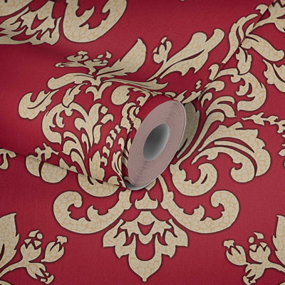 Ornamenta tapetes sarkanā krāsā ar krekinga efektu, 1232673 AS Creation