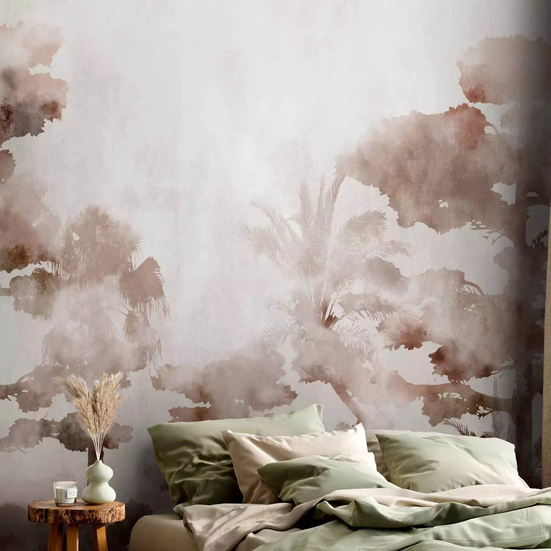 Фотообои с природным рисунком в коричневых тонах - Акварельный лес, 134457