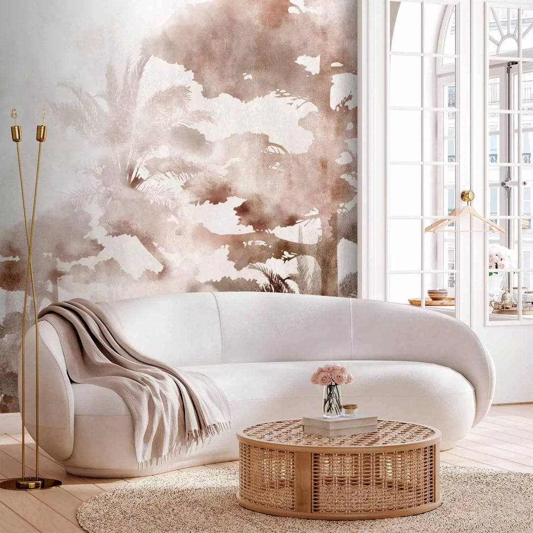 Фотообои с природным рисунком в коричневых тонах - Акварельный лес, 134457