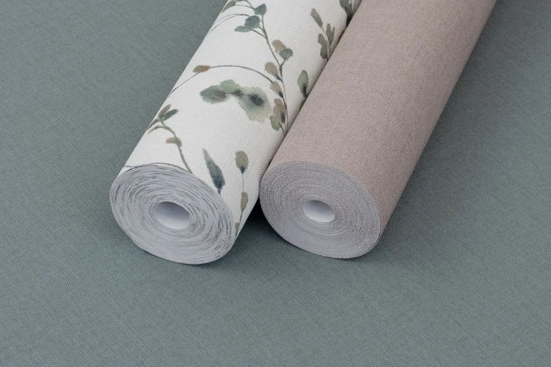 Rasch 1554066 siltas kafijas (taupe) toņa flizelīna tapetes ar auduma tekstūru