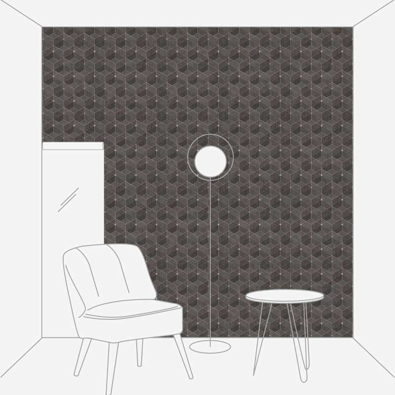 Retro wallpaper with graphic pattern and metallic accent - brown Tapetenshop.lv