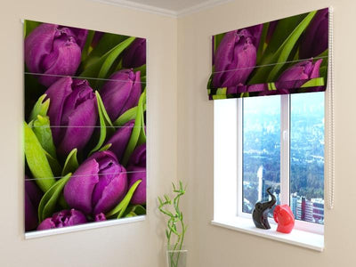 Romiešu žalūzijas, aizkari - Violetas tulpes Digital Textile