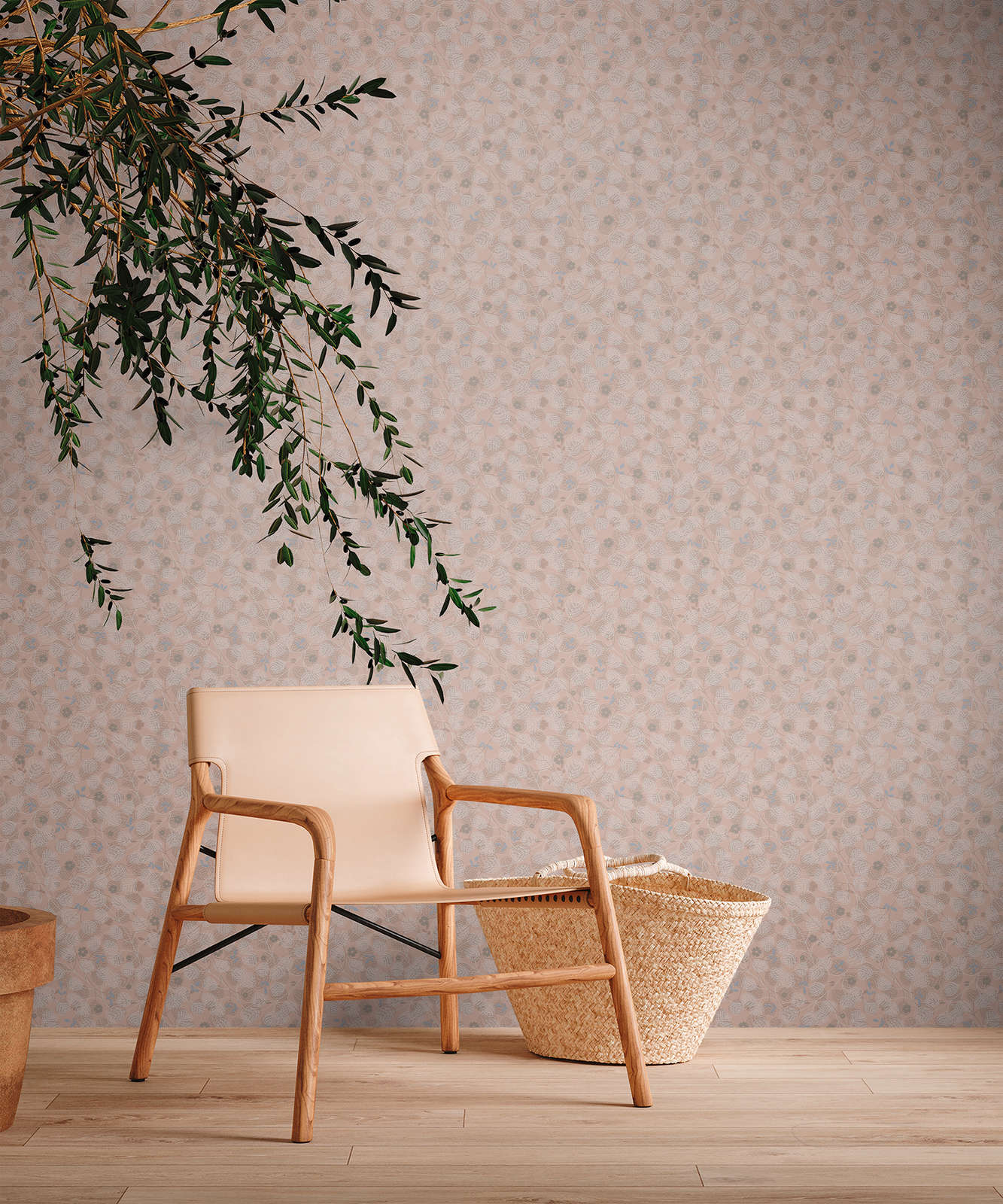 Rozā tapetes ar vintāžas ziedu rakstu - 1373711 AS Creation