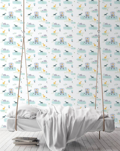 Safari wallpaper for children's room, blue1350325 Without PVC AS Creation