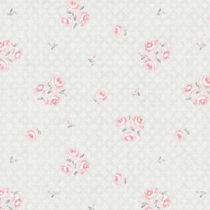 Shabby Chic stila ziedu tapetes: gaiši pelēkā un rozā- AS 390673 AS Creation