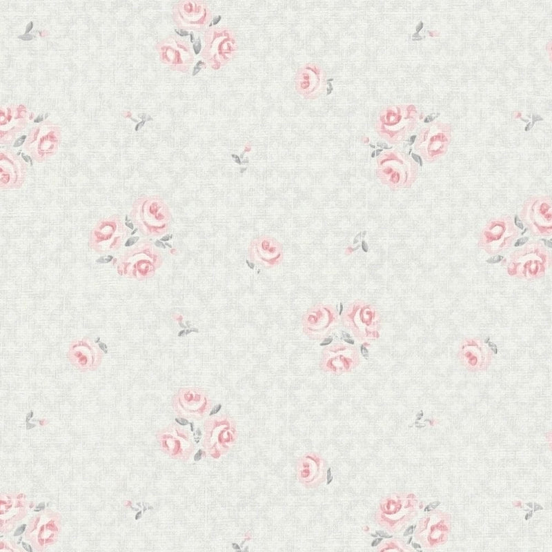 Shabby Chic floral wallpaper: light grey and pink- 1373021 AS Creation