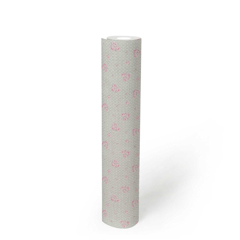 Shabby Chic stila ziedu tapetes: pelēkā un rozā- 1373020 AS Creation