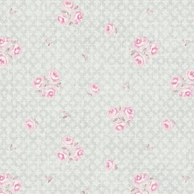 Shabby Chic stila ziedu tapetes: pelēkā un rozā- 1373020 AS Creation
